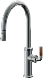 California Faucets Descanso Llave de Cocina con Rociador Extraíble hacia Abajo Industrial con Rociador de Botón - High Pico en Arco - Níquel Negro