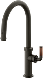California Faucets Descanso Llave de Cocina con Rociador Extraíble hacia Abajo Industrial con Rociador de Botón - High Pico en Arco - Bronce Oscuro