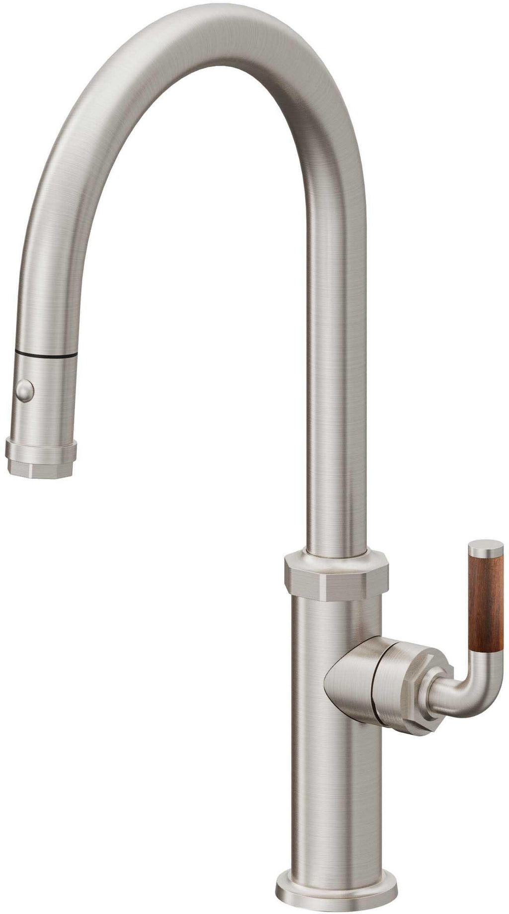 California Faucets Descanso Llave de Cocina con Rociador Extraíble hacia Abajo Industrial con Rociador de Botón - High Pico en Arco - Acero Inoxidable Ultra