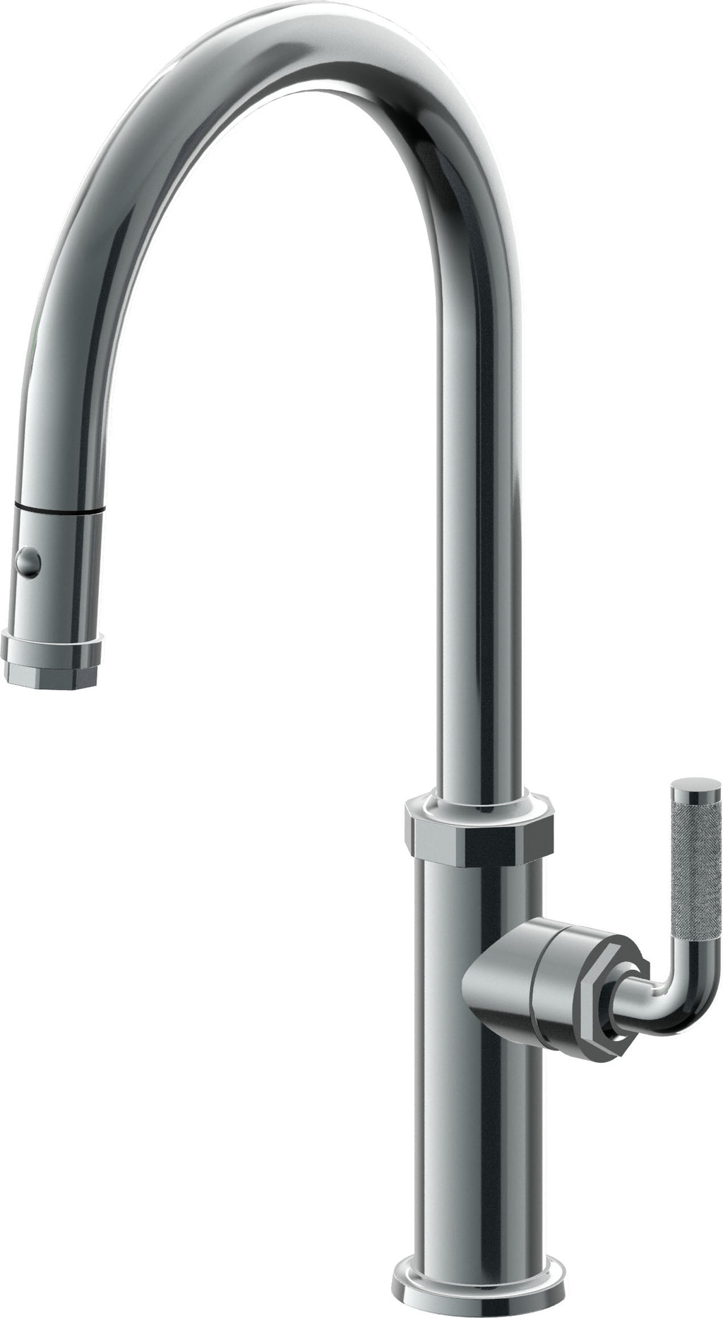 California Faucets Descanso Llave de Cocina con Rociador Extraíble hacia Abajo Industrial con Rociador de Botón - High Pico en Arco - Níquel Negro