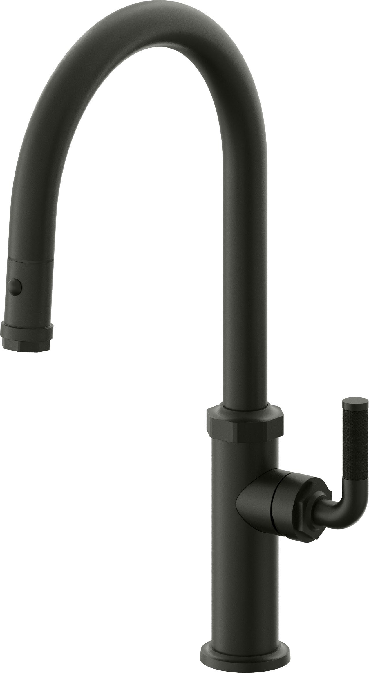 California Faucets Descanso Llave de Cocina con Rociador Extraíble hacia Abajo Industrial con Rociador de Botón - High Pico en Arco - Bronce Bella Terra