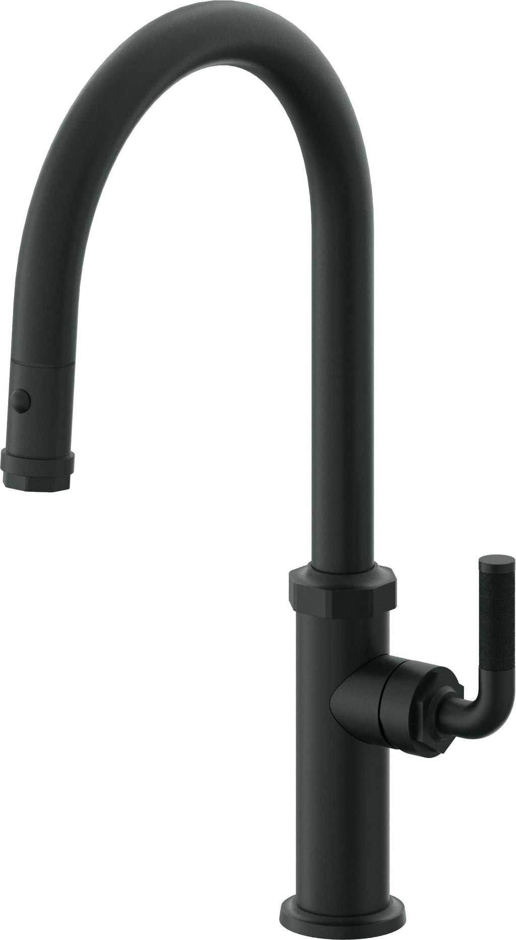 California Faucets Descanso Llave de Cocina con Rociador Extraíble hacia Abajo Industrial con Rociador de Botón - High Pico en Arco - Carbón