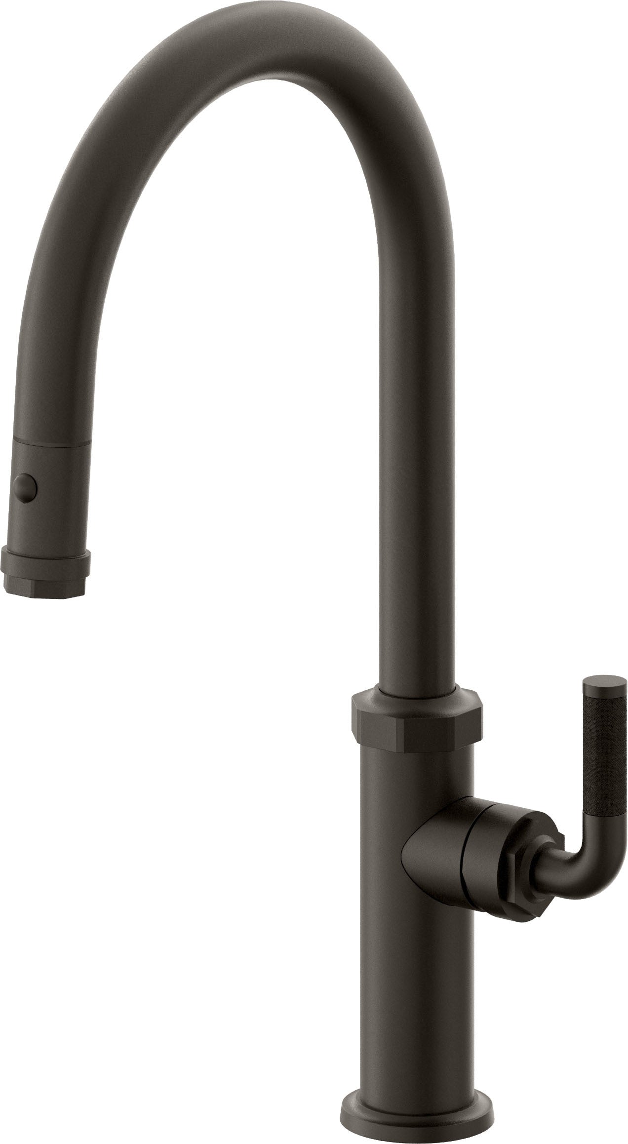 California Faucets Descanso Llave de Cocina con Rociador Extraíble hacia Abajo Industrial con Rociador de Botón - High Pico en Arco - Bronce Oscuro