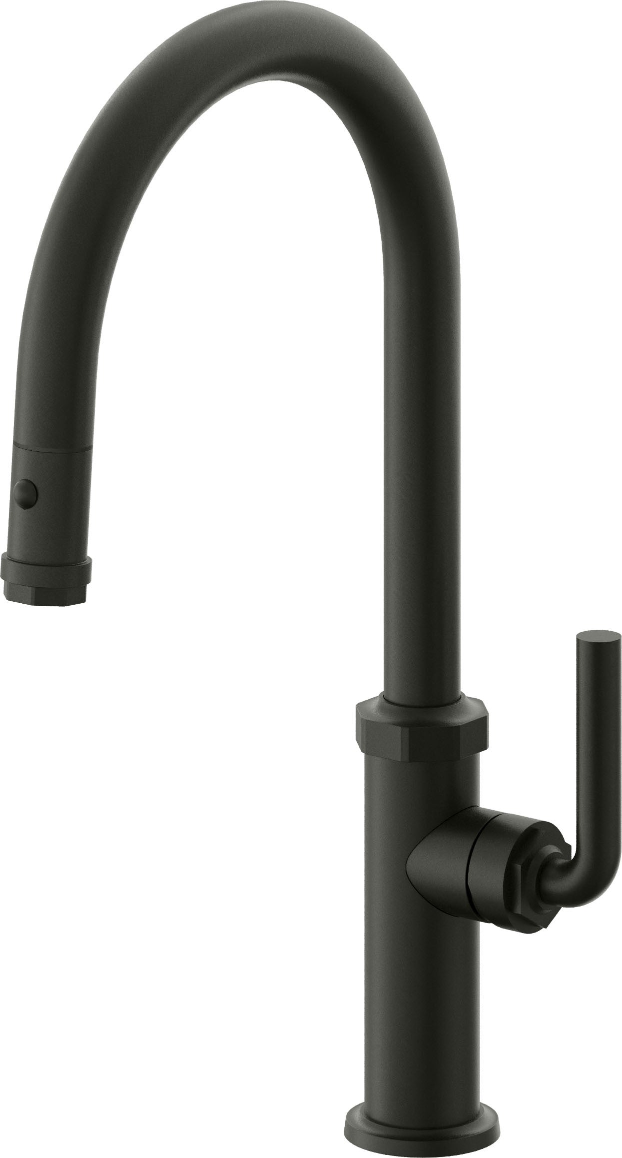 California Faucets Descanso Llave de Cocina con Rociador Extraíble hacia Abajo Industrial con Rociador de Botón - High Pico en Arco - Bronce Bella Terra