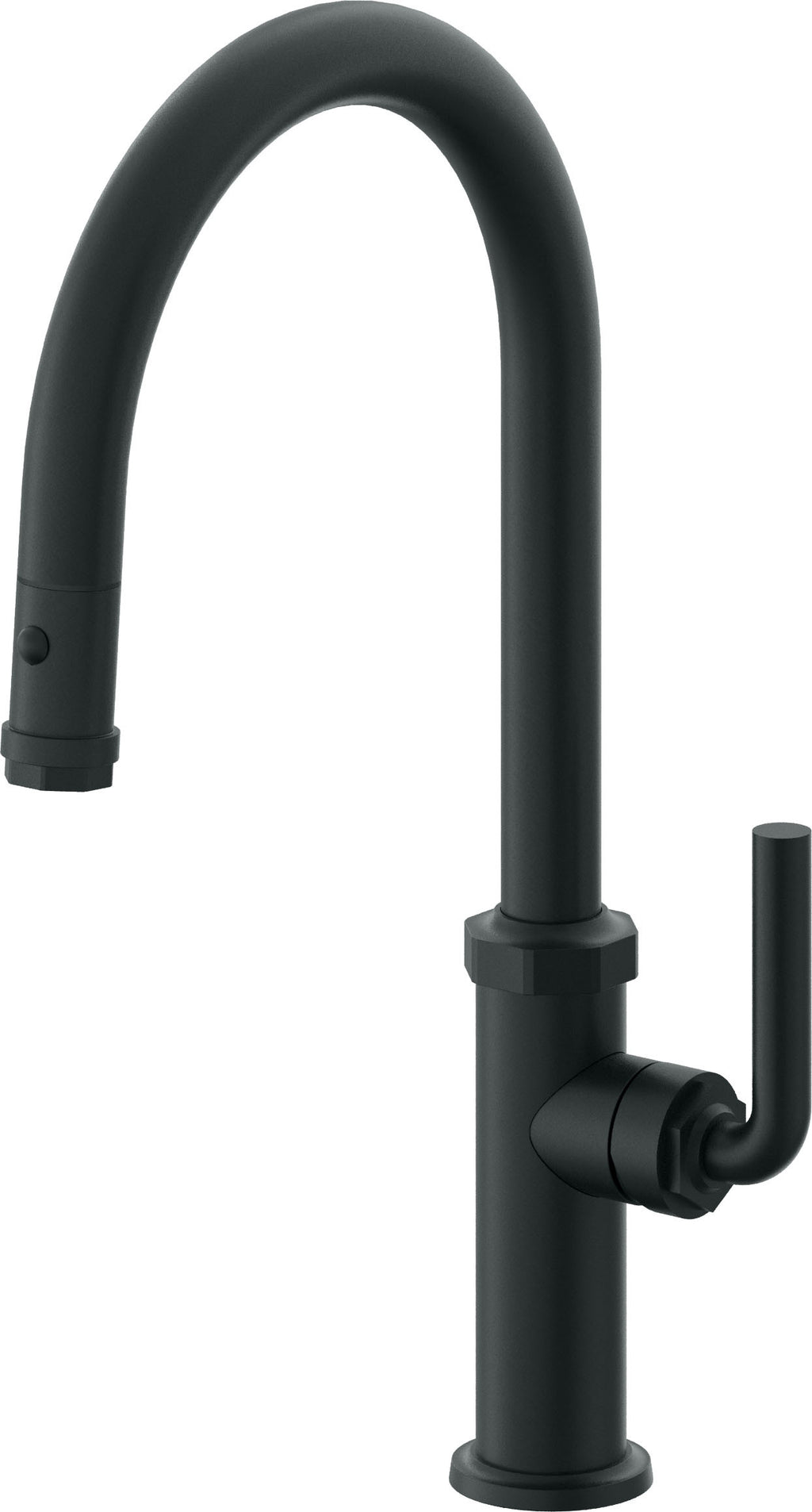 California Faucets Descanso Llave de Cocina con Rociador Extraíble hacia Abajo Industrial con Rociador de Botón - High Pico en Arco - Carbón