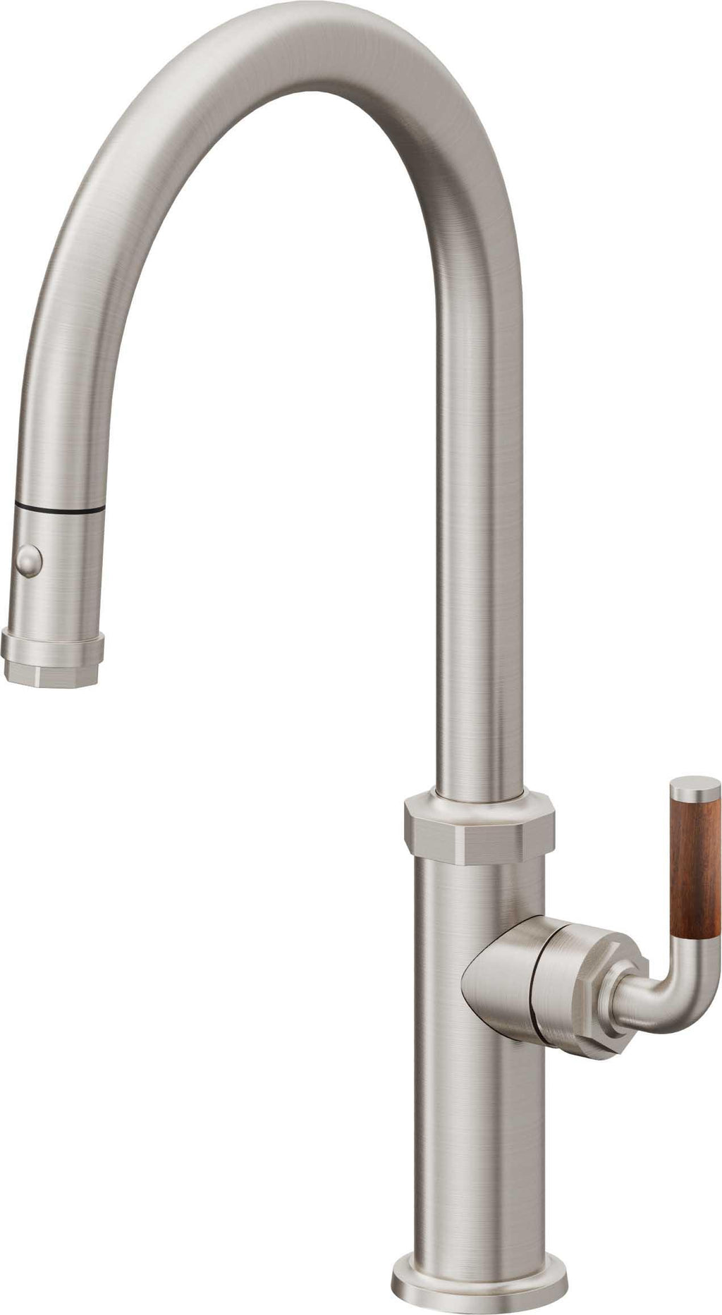 California Faucets Descanso Llave de Cocina con Rociador Extraíble hacia Abajo Industrial con Rociador de Botón - High Pico en Arco - Acero Inoxidable Ultra