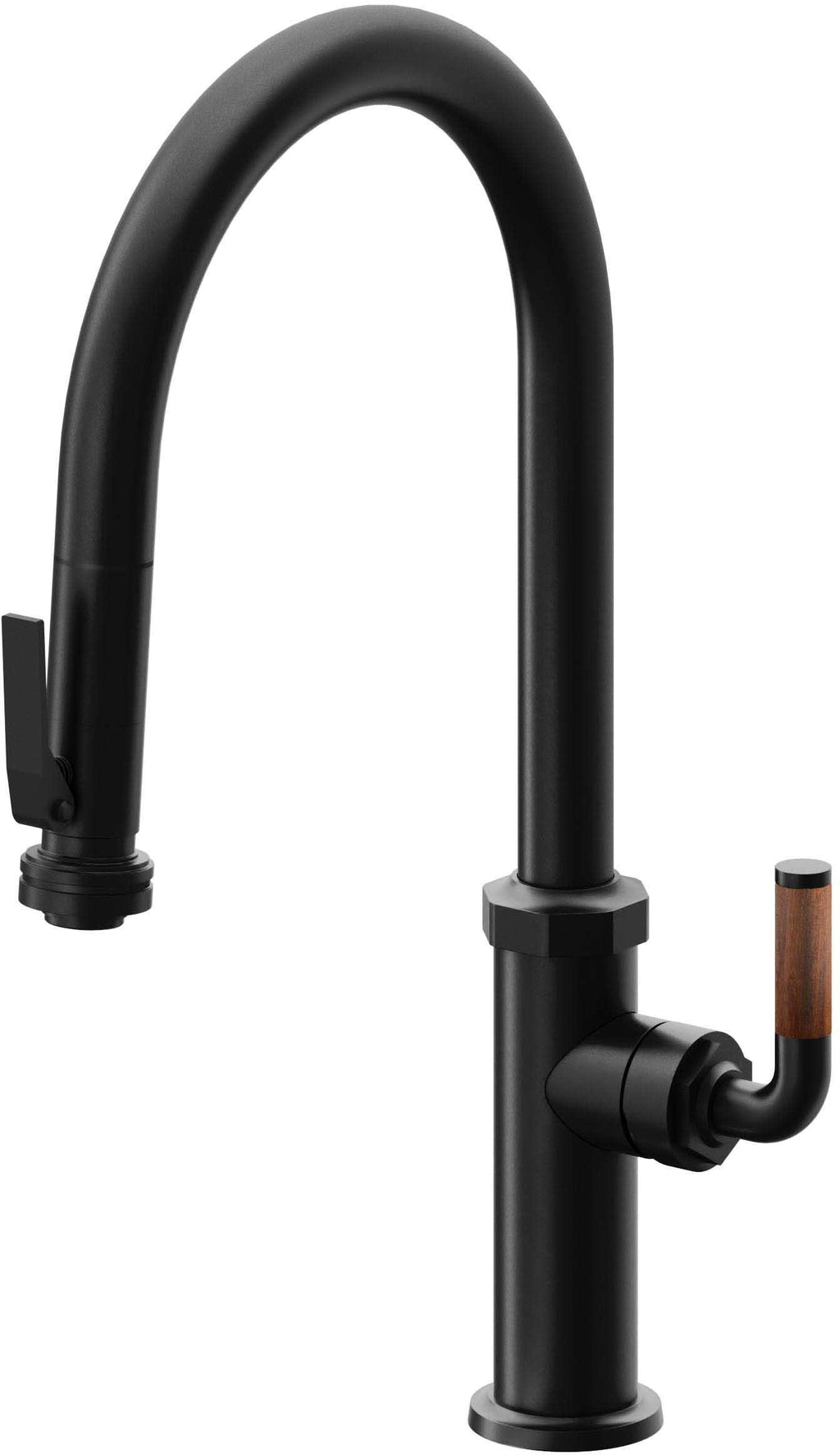 California Faucets Descanso Llave de Cocina con Rociador Extraíble hacia Abajo Industrial con Rociador de Compresión - High Pico en Arco - Negro Mate