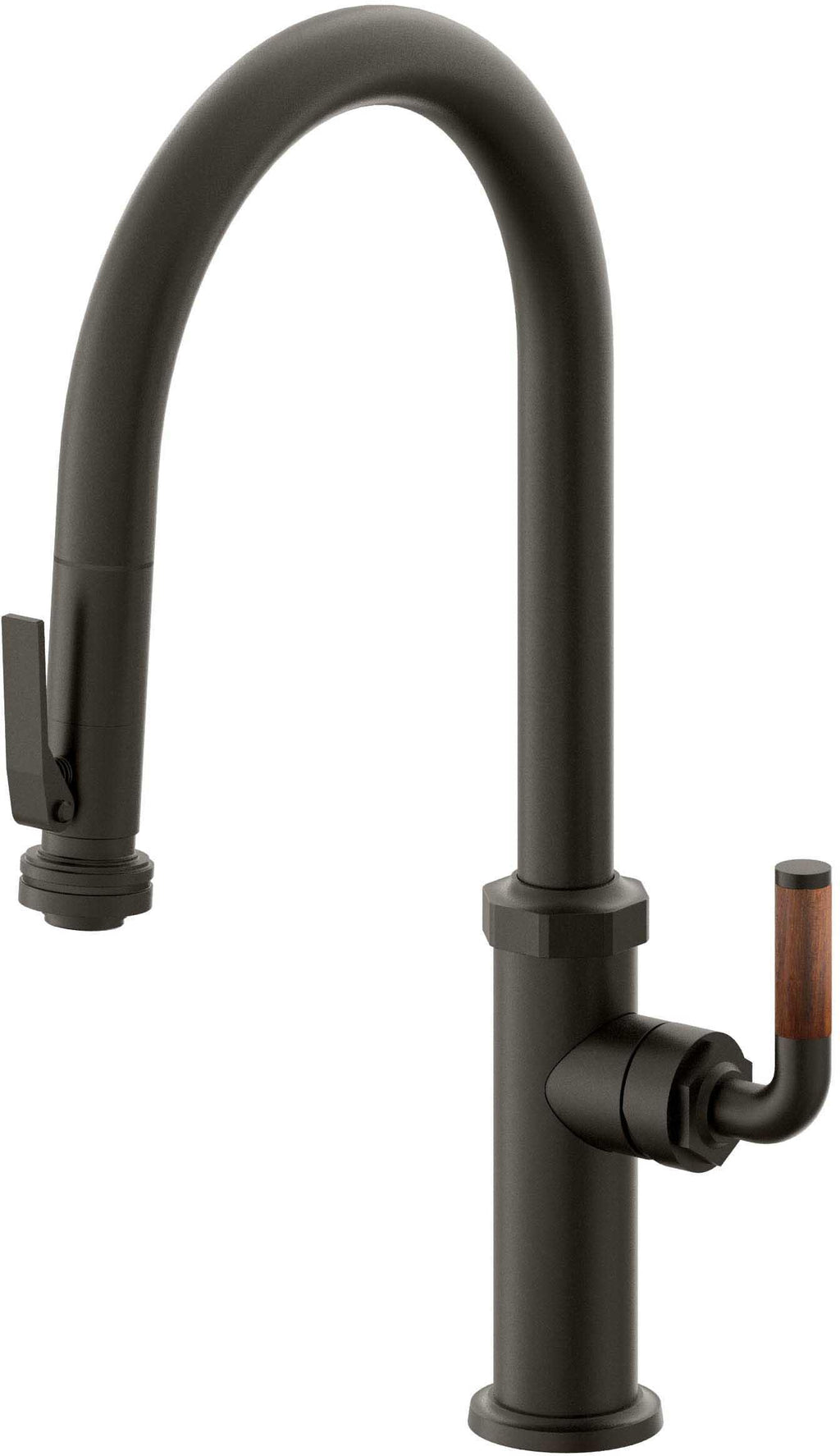 California Faucets Descanso Llave de Cocina con Rociador Extraíble hacia Abajo Industrial con Rociador de Compresión - High Pico en Arco - Bronce Oscuro