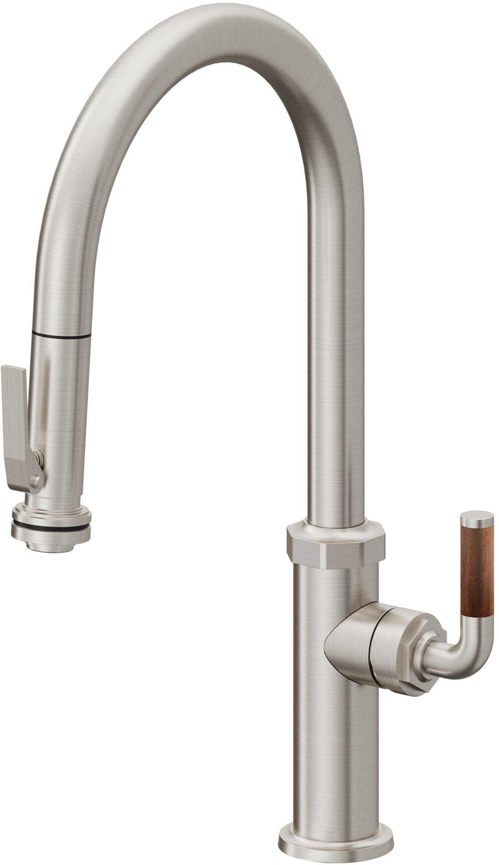 California Faucets Descanso Llave de Cocina con Rociador Extraíble hacia Abajo Industrial con Rociador de Compresión - High Pico en Arco - Acero Inoxidable Ultra