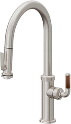 California Faucets Descanso Llave de Cocina con Rociador Extraíble hacia Abajo Industrial con Rociador de Compresión - High Pico en Arco - Acero Inoxidable Ultra