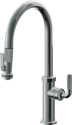 California Faucets Descanso Llave de Cocina con Rociador Extraíble hacia Abajo Industrial con Rociador de Compresión - High Pico en Arco - Níquel Negro