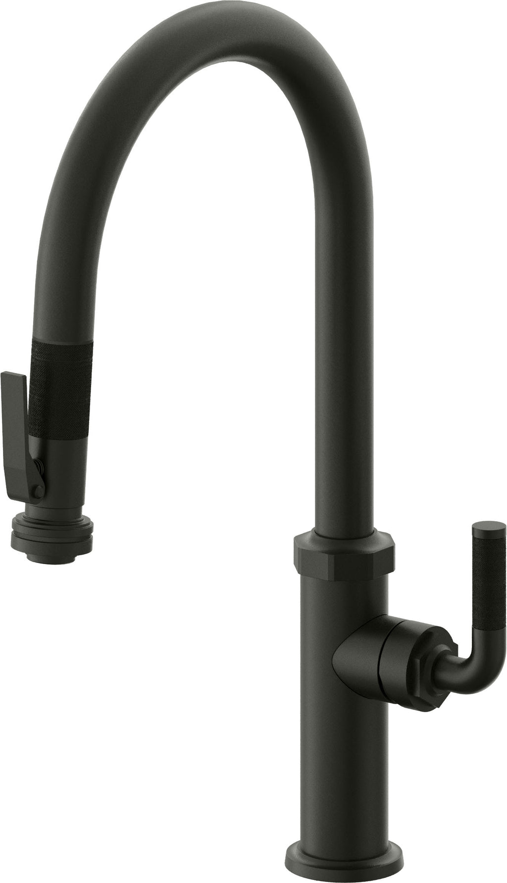 California Faucets Descanso Llave de Cocina con Rociador Extraíble hacia Abajo Industrial con Rociador de Compresión - High Pico en Arco - Bronce Bella Terra