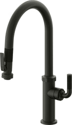 California Faucets Descanso Llave de Cocina con Rociador Extraíble hacia Abajo Industrial con Rociador de Compresión - High Pico en Arco - Bronce Bella Terra