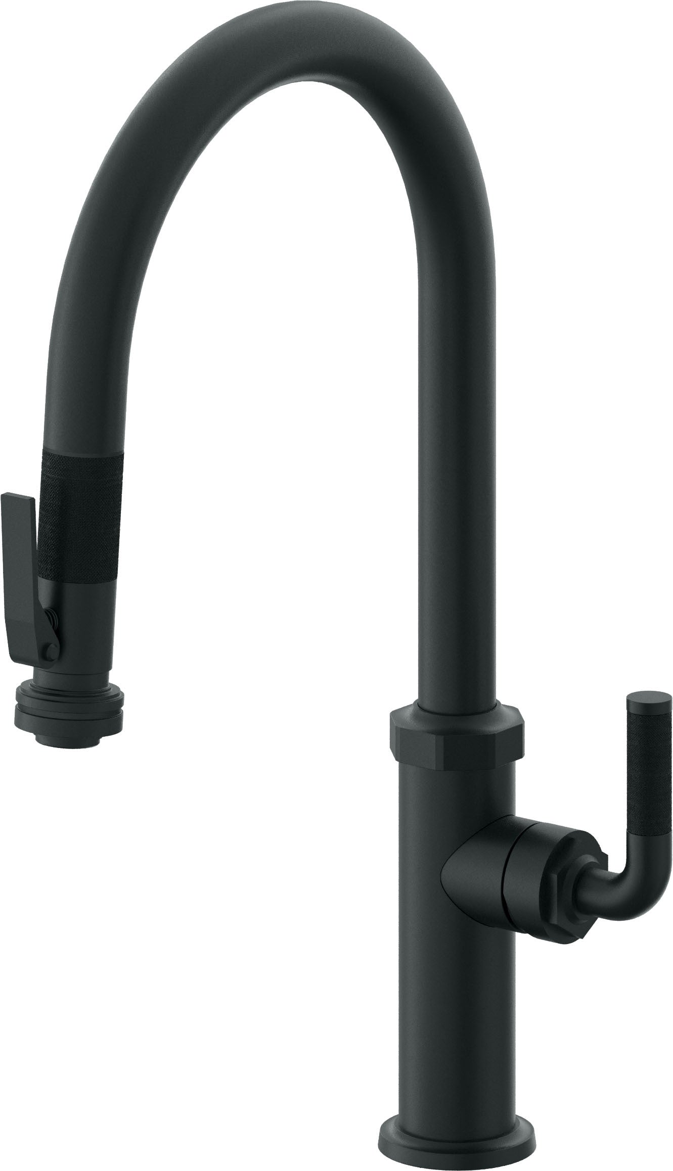 California Faucets Descanso Llave de Cocina con Rociador Extraíble hacia Abajo Industrial con Rociador de Compresión - High Pico en Arco - Carbón