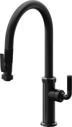 California Faucets Descanso Llave de Cocina con Rociador Extraíble hacia Abajo Industrial con Rociador de Compresión - High Pico en Arco - Negro Mate