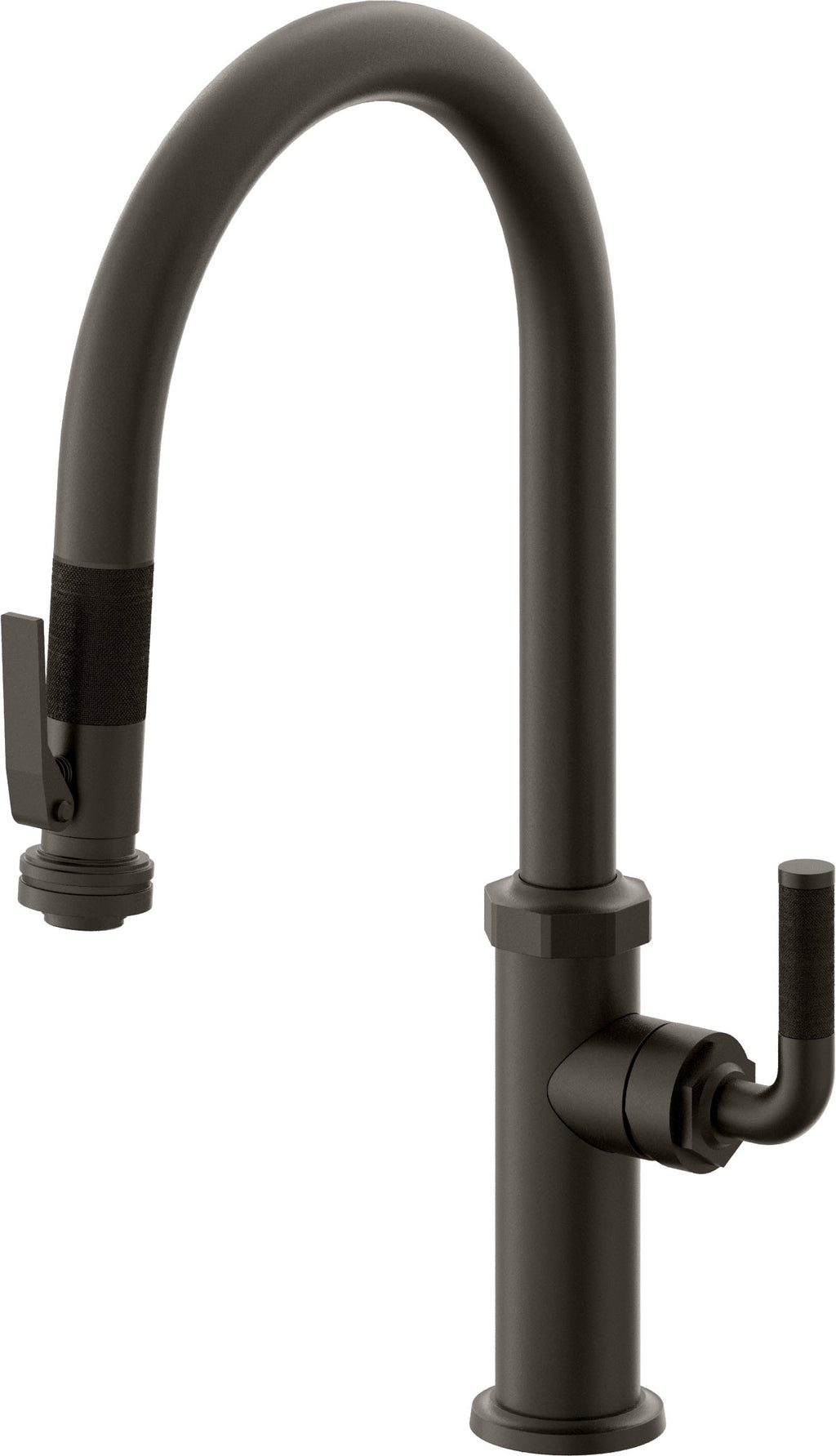California Faucets Descanso Llave de Cocina con Rociador Extraíble hacia Abajo Industrial con Rociador de Compresión - High Pico en Arco - Bronce Oscuro
