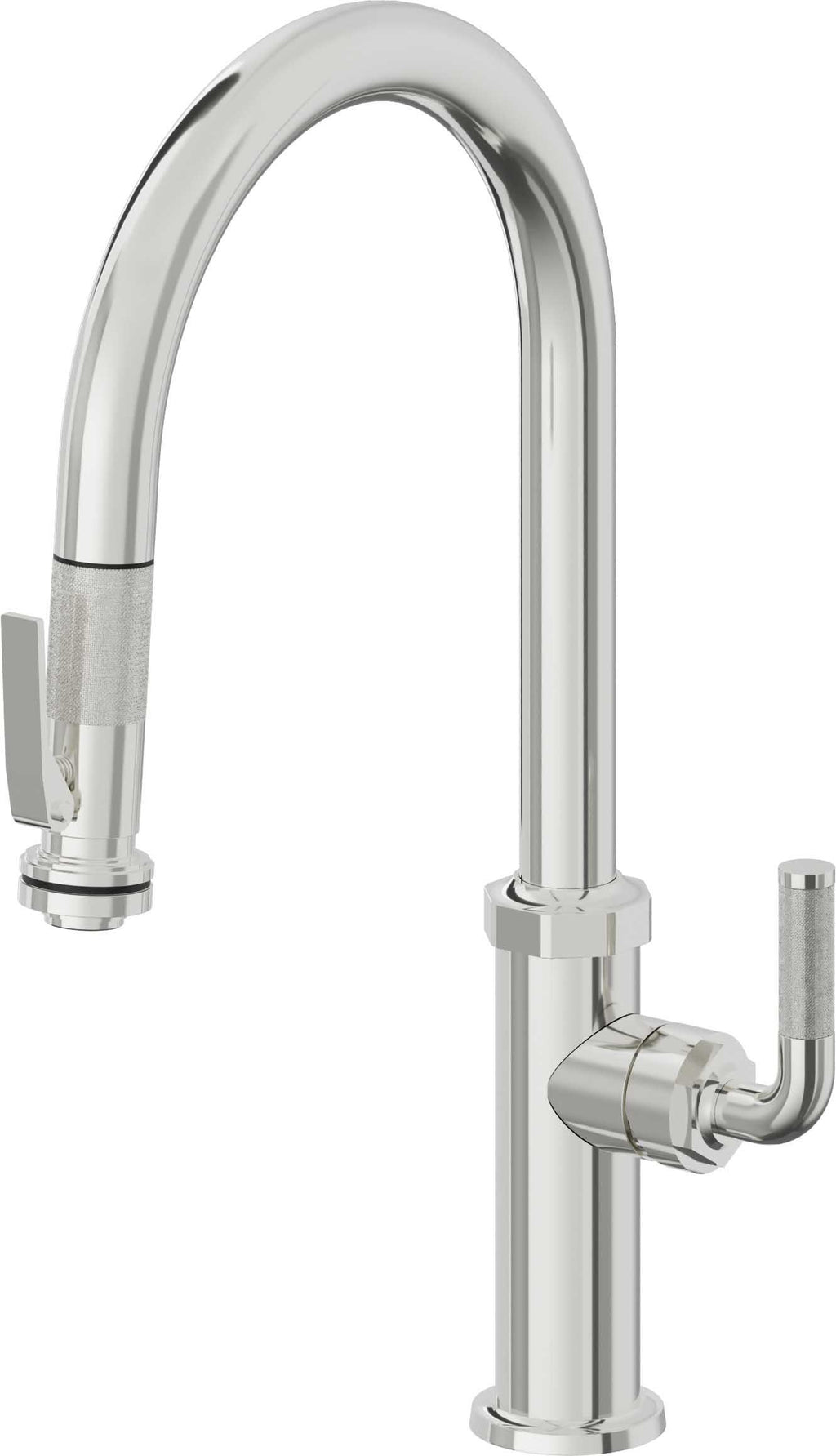 California Faucets Descanso Llave de Cocina con Rociador Extraíble hacia Abajo Industrial con Rociador de Compresión - High Pico en Arco - Cromo Pulido