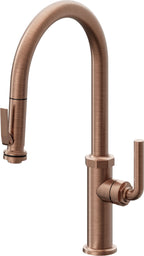 California Faucets Descanso Llave de Cocina con Rociador Extraíble hacia Abajo Industrial con Rociador de Compresión - High Pico en Arco - Cobre Antiguo Mate