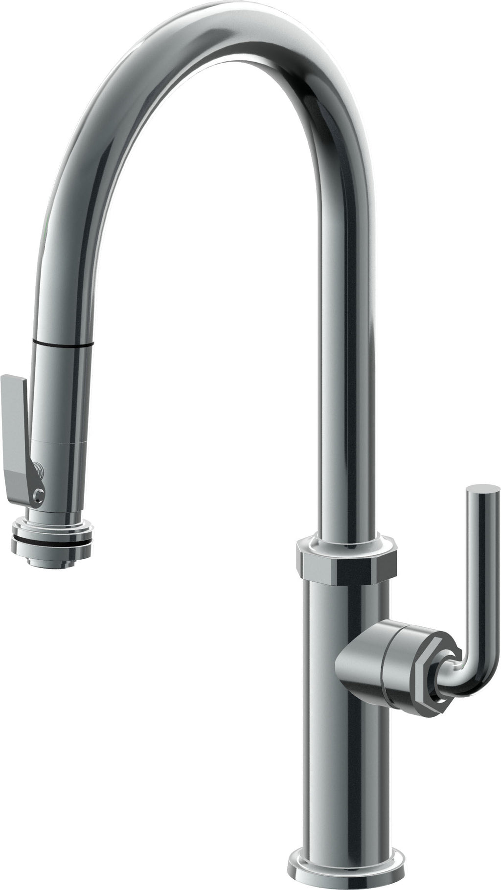 California Faucets Descanso Llave de Cocina con Rociador Extraíble hacia Abajo Industrial con Rociador de Compresión - High Pico en Arco - Níquel Negro