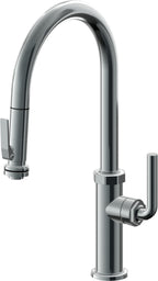 California Faucets Descanso Llave de Cocina con Rociador Extraíble hacia Abajo Industrial con Rociador de Compresión - High Pico en Arco - Níquel Negro