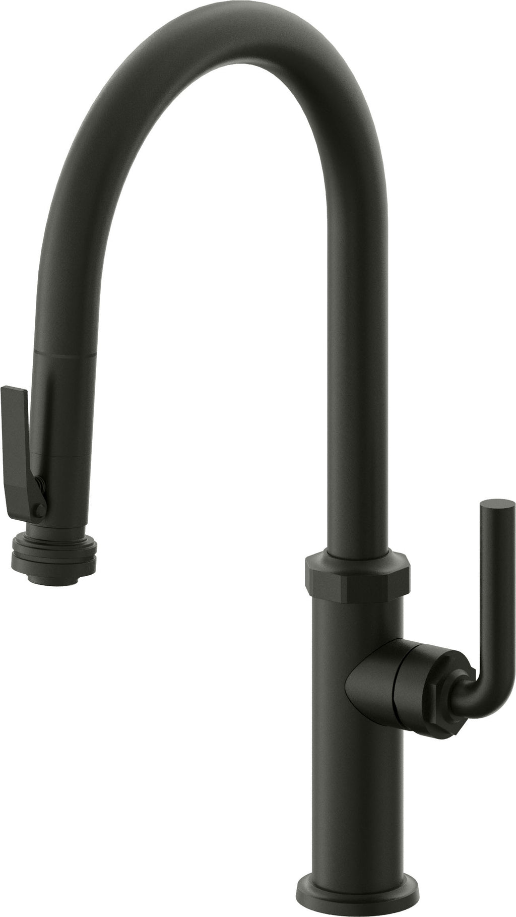 California Faucets Descanso Llave de Cocina con Rociador Extraíble hacia Abajo Industrial con Rociador de Compresión - High Pico en Arco - Bronce Bella Terra