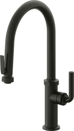 California Faucets Descanso Llave de Cocina con Rociador Extraíble hacia Abajo Industrial con Rociador de Compresión - High Pico en Arco - Bronce Bella Terra