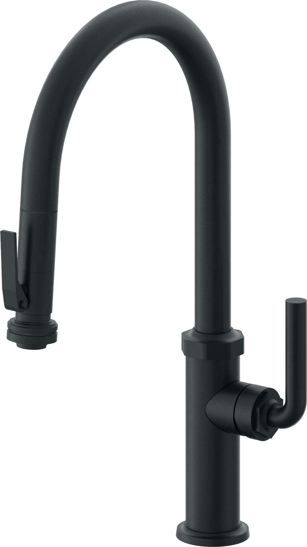 California Faucets Descanso Llave de Cocina con Rociador Extraíble hacia Abajo Industrial con Rociador de Compresión - High Pico en Arco - Carbón
