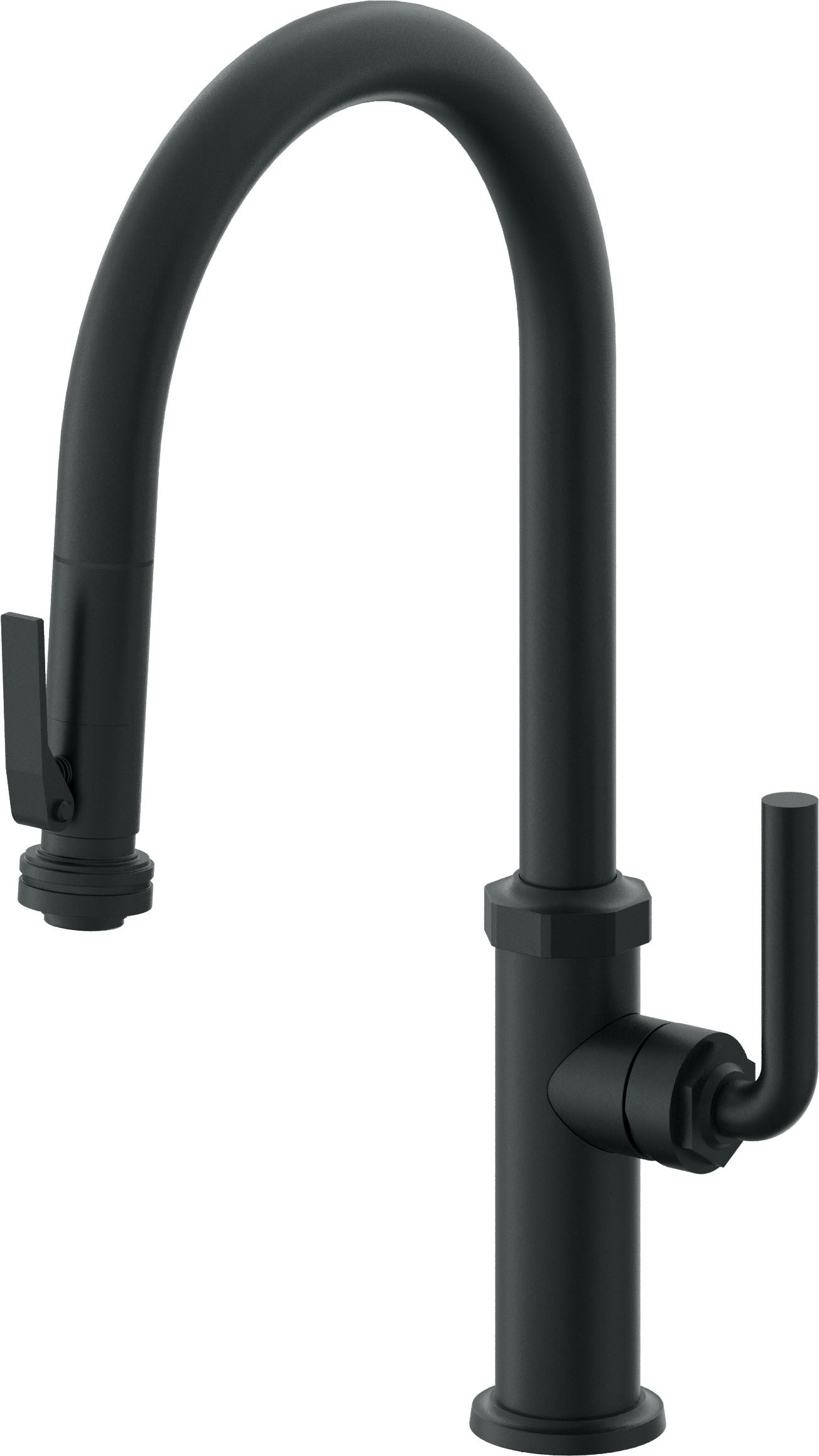 California Faucets Descanso Llave de Cocina con Rociador Extraíble hacia Abajo Industrial con Rociador de Compresión - High Pico en Arco - Carbón