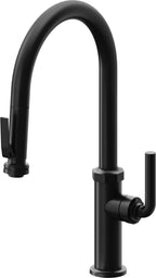 California Faucets Descanso Llave de Cocina con Rociador Extraíble hacia Abajo Industrial con Rociador de Compresión - High Pico en Arco - Negro Mate