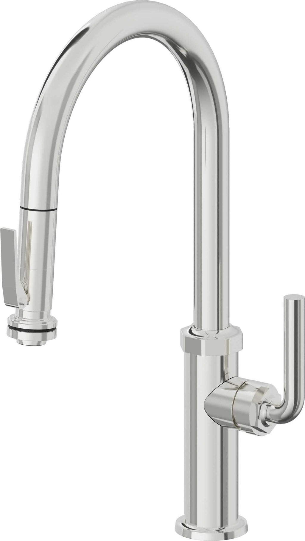 California Faucets Descanso Llave de Cocina con Rociador Extraíble hacia Abajo Industrial con Rociador de Compresión - High Pico en Arco - Cromo Pulido