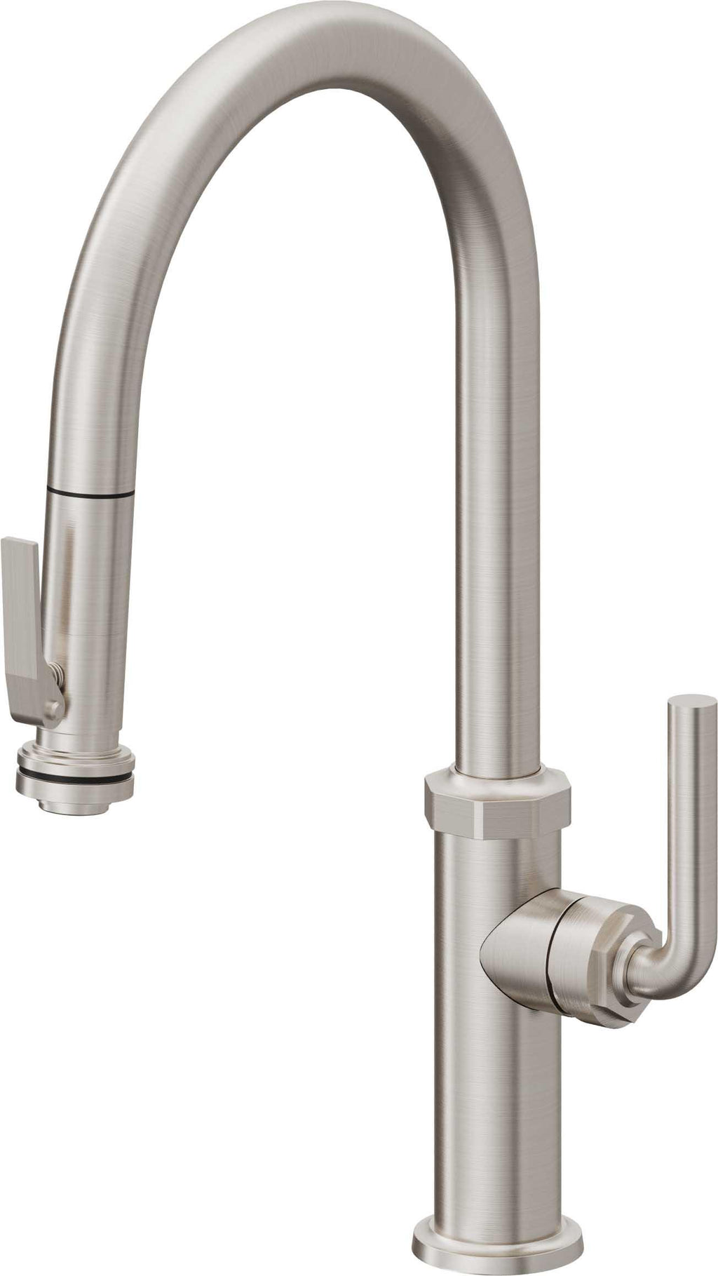 California Faucets Descanso Llave de Cocina con Rociador Extraíble hacia Abajo Industrial con Rociador de Compresión - High Pico en Arco - Acero Inoxidable Ultra