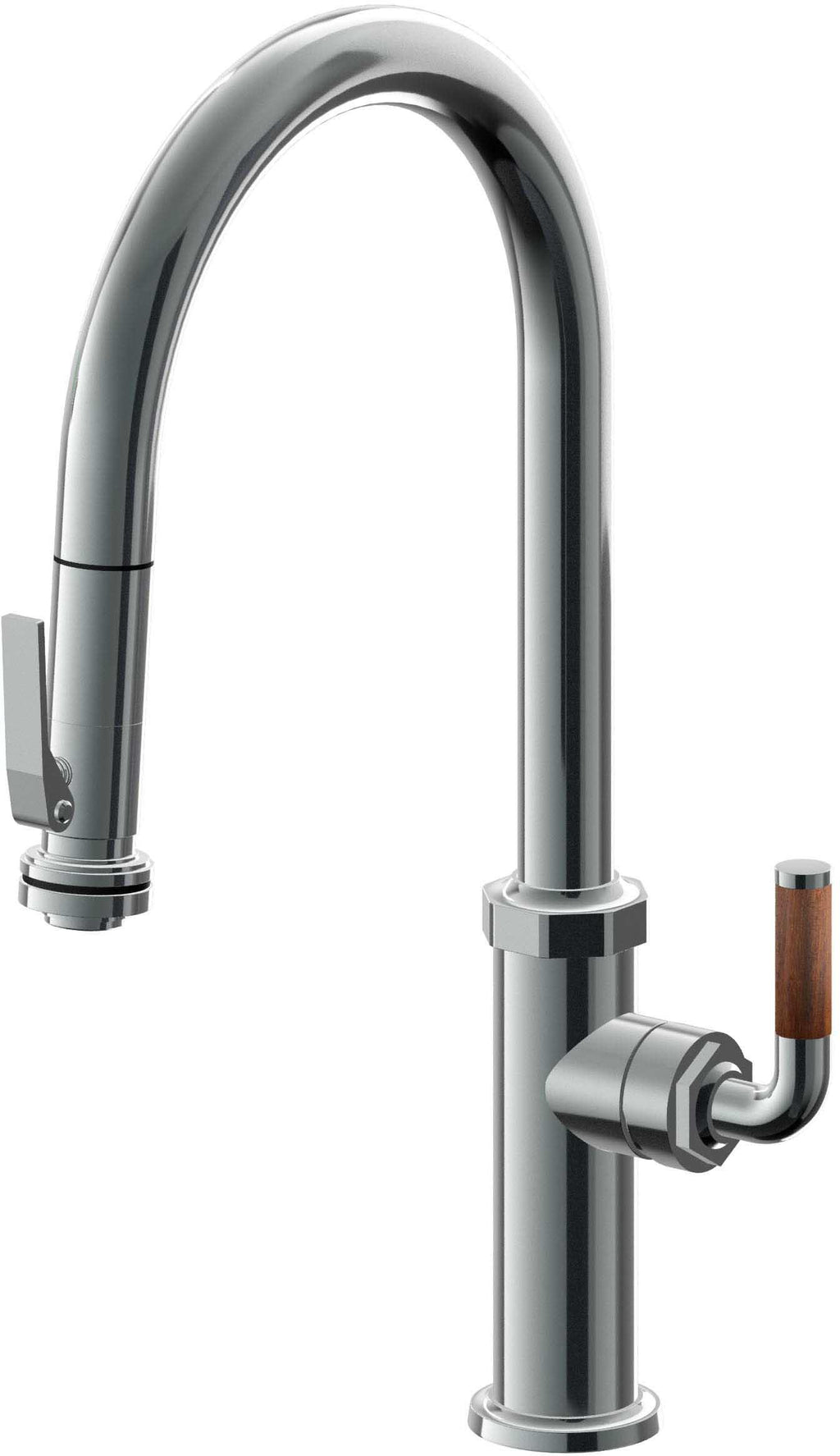 California Faucets Descanso Llave de Cocina con Rociador Extraíble hacia Abajo Industrial con Rociador de Compresión - High Pico en Arco - Níquel Negro