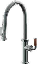 California Faucets Descanso Llave de Cocina con Rociador Extraíble hacia Abajo Industrial con Rociador de Compresión - High Pico en Arco - Níquel Negro