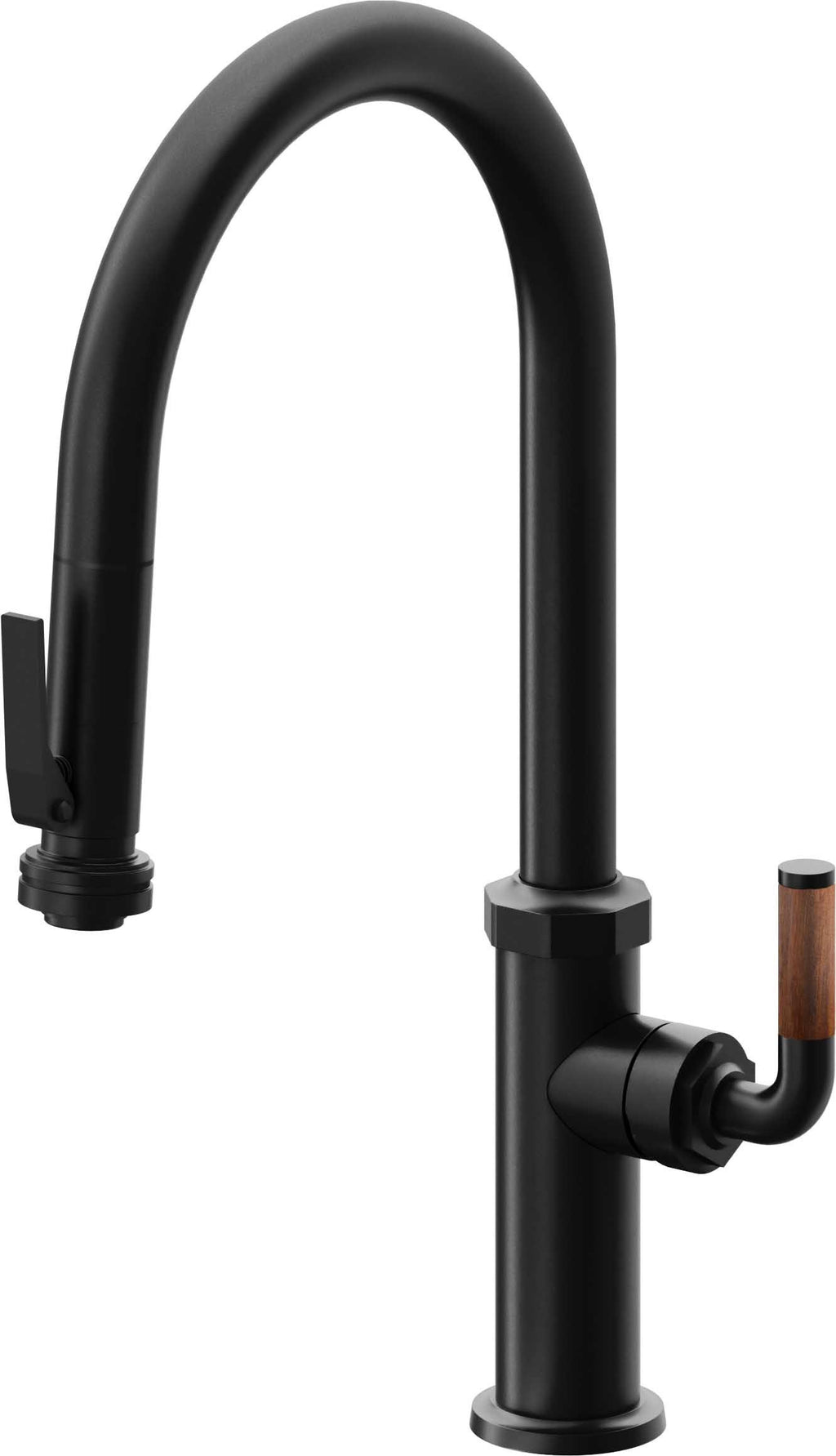California Faucets Descanso Llave de Cocina con Rociador Extraíble hacia Abajo Industrial con Rociador de Compresión - High Pico en Arco - Negro Mate