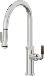 California Faucets Descanso Llave de Cocina con Rociador Extraíble hacia Abajo Industrial con Rociador de Compresión - High Pico en Arco - Cromo Pulido