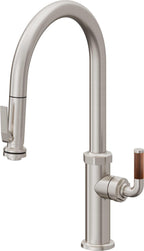 California Faucets Descanso Llave de Cocina con Rociador Extraíble hacia Abajo Industrial con Rociador de Compresión - High Pico en Arco - Acero Inoxidable Ultra