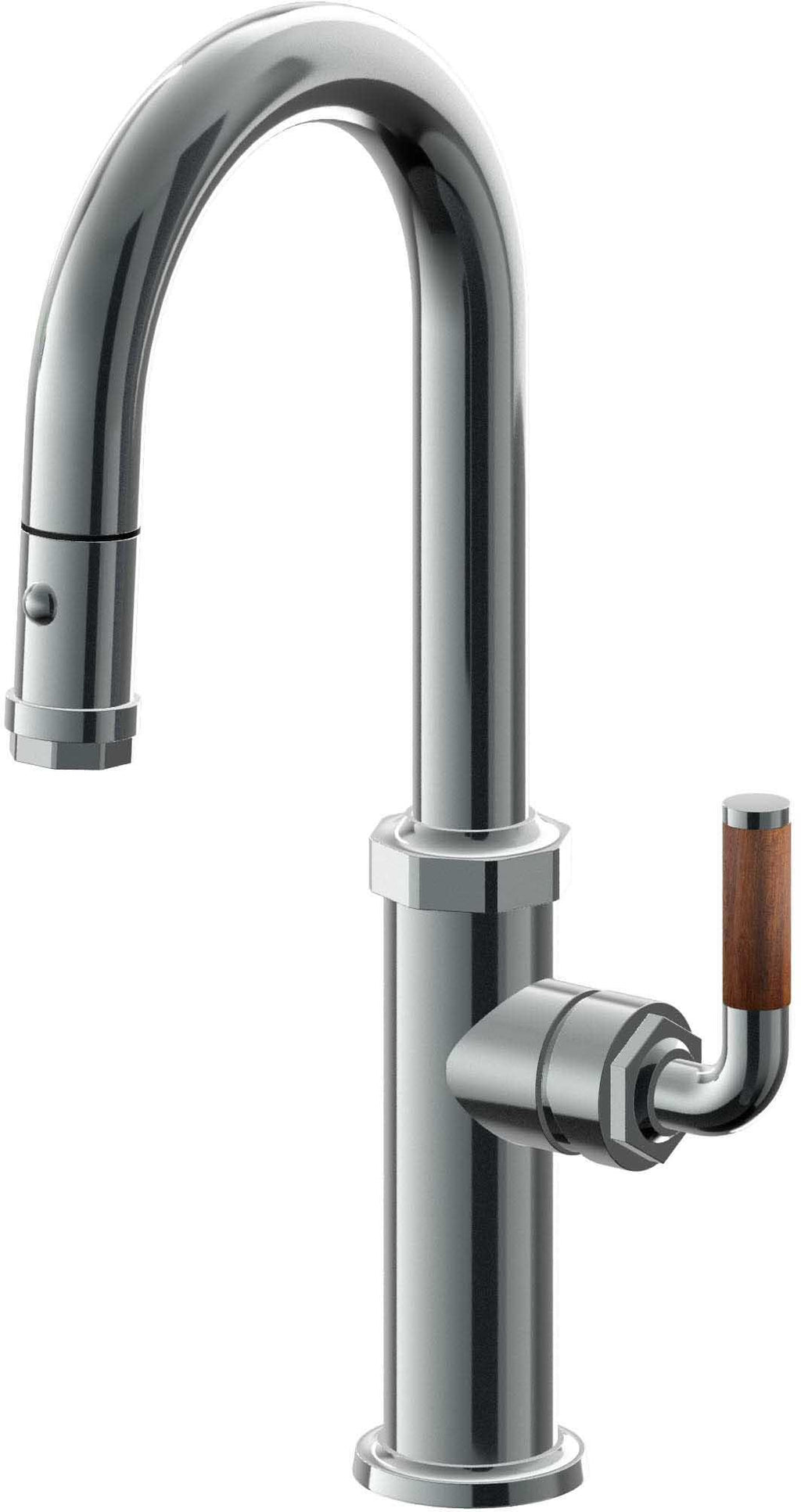 California Faucets Descanso Llave de Bar/Preparación con Rociador Extraíble hacia Abajo Industrial con Rociador de Botón - Níquel Negro