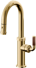 California Faucets Descanso Llave de Bar/Preparación con Rociador Extraíble hacia Abajo Industrial con Rociador de Botón - Oro Francés