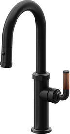 California Faucets Descanso Llave de Bar/Preparación con Rociador Extraíble hacia Abajo Industrial con Rociador de Botón - Negro Mate