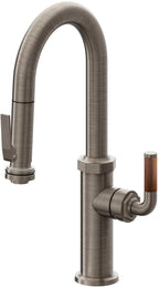 California Faucets Descanso Llave de Bar/Preparación con Rociador Extraíble hacia Abajo Industrial con Rociador de Compresión - Níquel Antiguo Mate