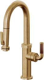 California Faucets Descanso Llave de Bar/Preparación con Rociador Extraíble hacia Abajo Industrial con Rociador de Compresión - Latón Bruñido