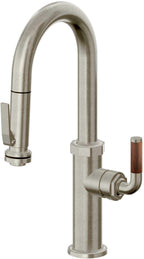 California Faucets Descanso Llave de Bar/Preparación con Rociador Extraíble hacia Abajo Industrial con Rociador de Compresión - Níquel Bruñido