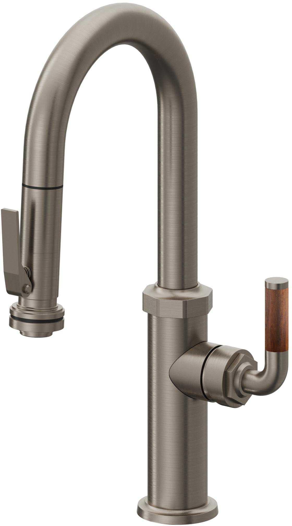 California Faucets Descanso Llave de Bar/Preparación con Rociador Extraíble hacia Abajo Industrial con Rociador de Compresión - Grafito