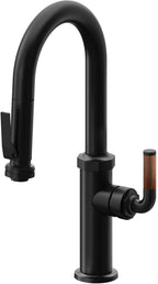 California Faucets Descanso Llave de Bar/Preparación con Rociador Extraíble hacia Abajo Industrial con Rociador de Compresión - Negro Mate