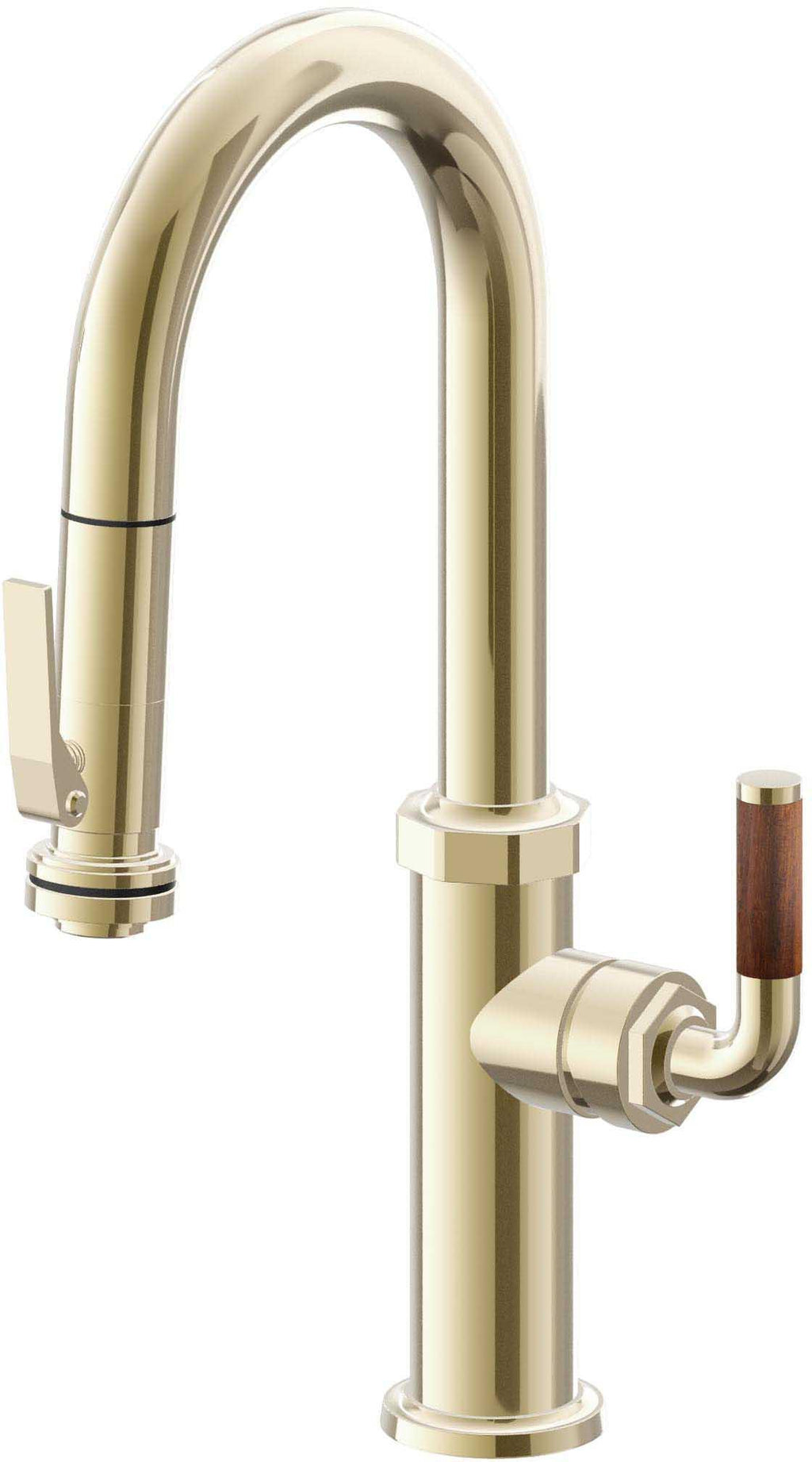 California Faucets Descanso Llave de Bar/Preparación con Rociador Extraíble hacia Abajo Industrial con Rociador de Compresión - Latón Pulido