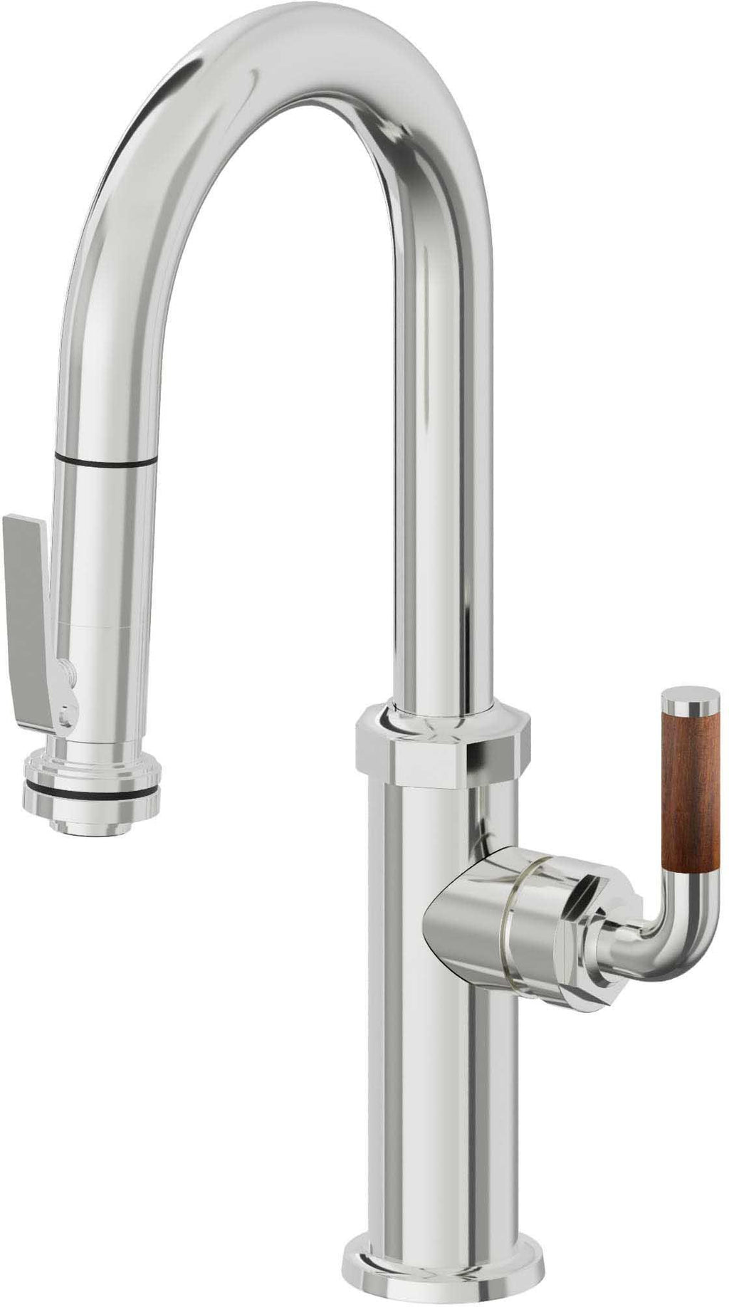 California Faucets Descanso Llave de Bar/Preparación con Rociador Extraíble hacia Abajo Industrial con Rociador de Compresión - Cromo Pulido