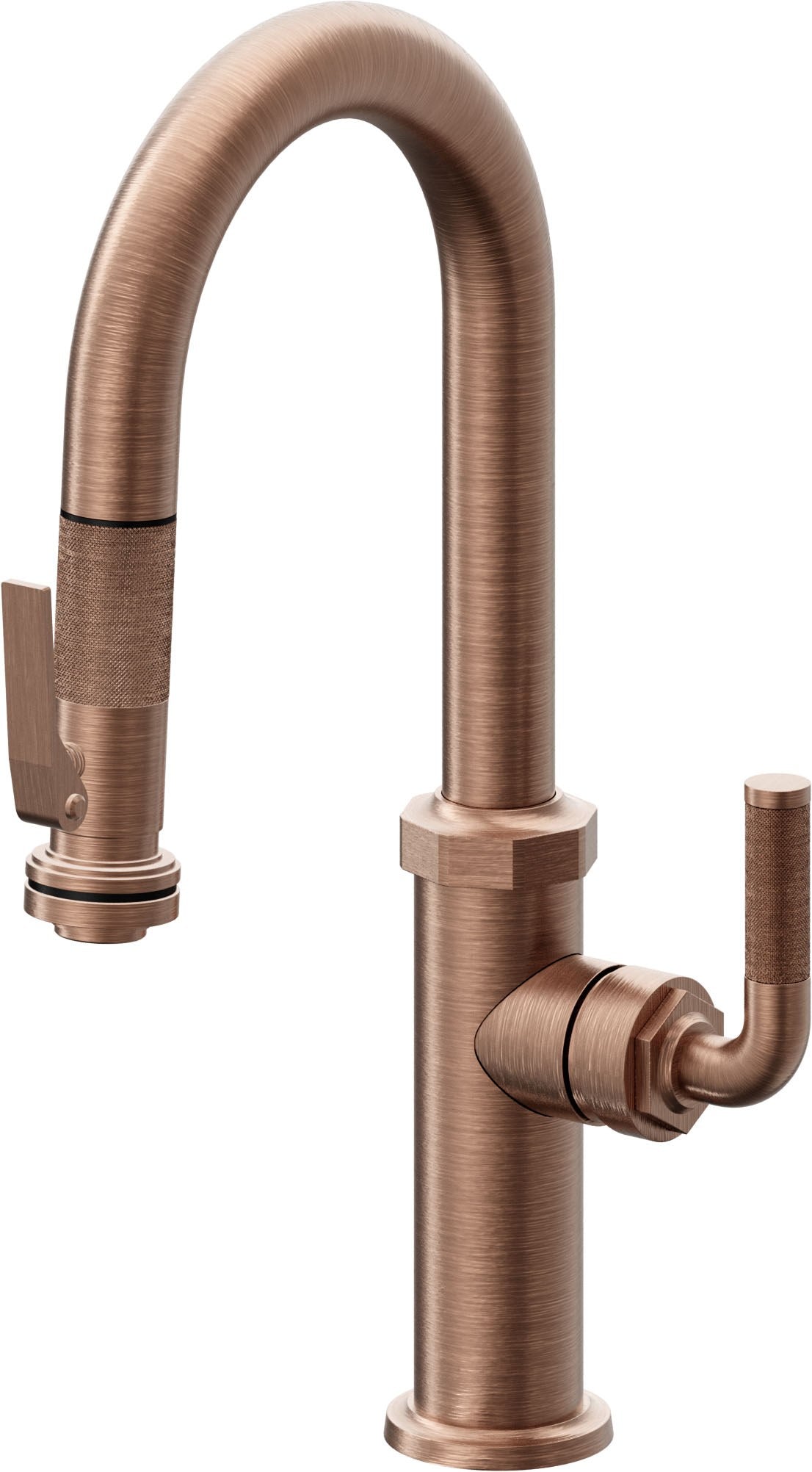 California Faucets Descanso Llave de Bar/Preparación con Rociador Extraíble hacia Abajo Industrial con Rociador de Compresión - Cobre Antiguo Mate