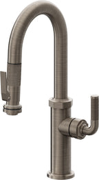 California Faucets Descanso Llave de Bar/Preparación con Rociador Extraíble hacia Abajo Industrial con Rociador de Compresión - Níquel Antiguo Mate