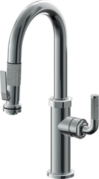 California Faucets Descanso Llave de Bar/Preparación con Rociador Extraíble hacia Abajo Industrial con Rociador de Compresión - Níquel Negro