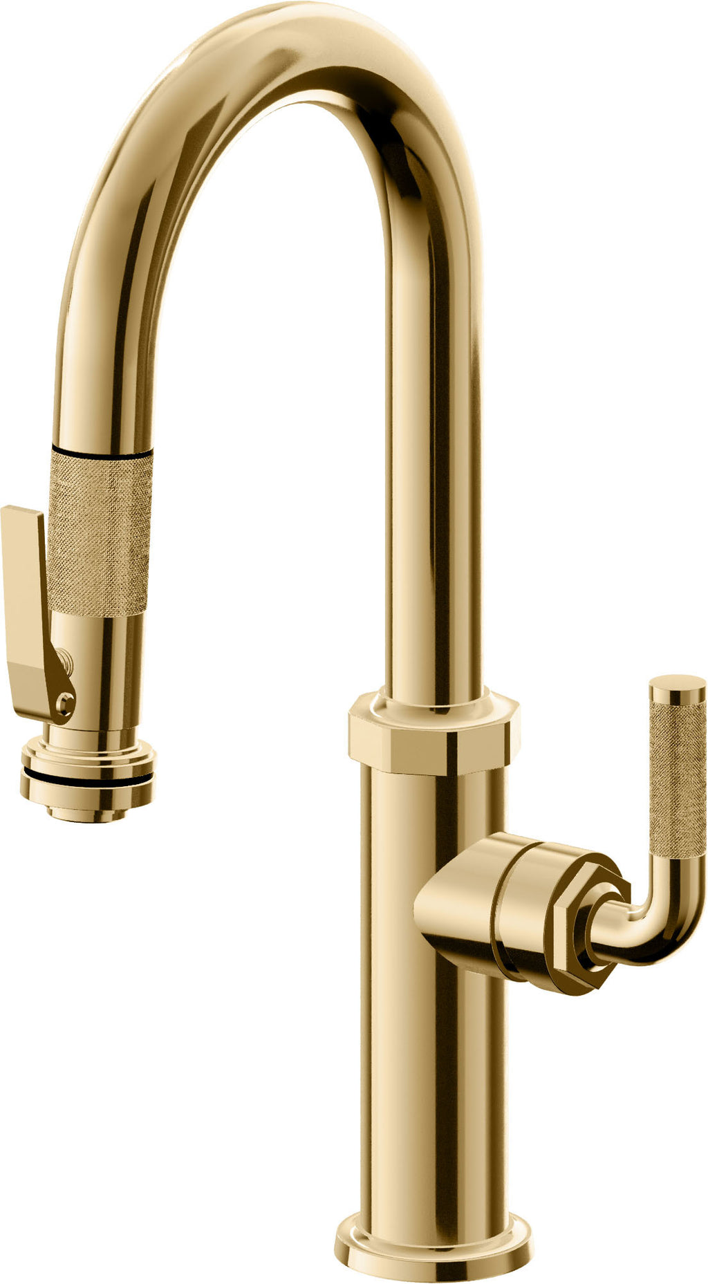 California Faucets Descanso Llave de Bar/Preparación con Rociador Extraíble hacia Abajo Industrial con Rociador de Compresión - Oro Francés